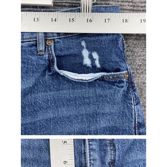 Loft Jeans Womens 14 Blue High Waist Straight Crop Raw Hem Stretch Medium Wash - Picture 3 of 12